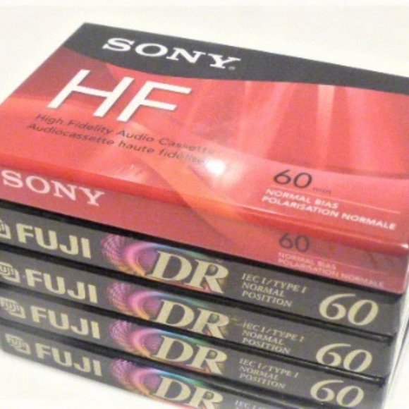 4x FUJI DR Cassette 60 Slim Case 1x SONY HF 60 Cassette Tape - Picture 1 of 3